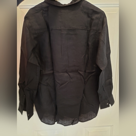 [NWT] GAP Boyfriend Linen Shirts Black - Picture 3 of 3